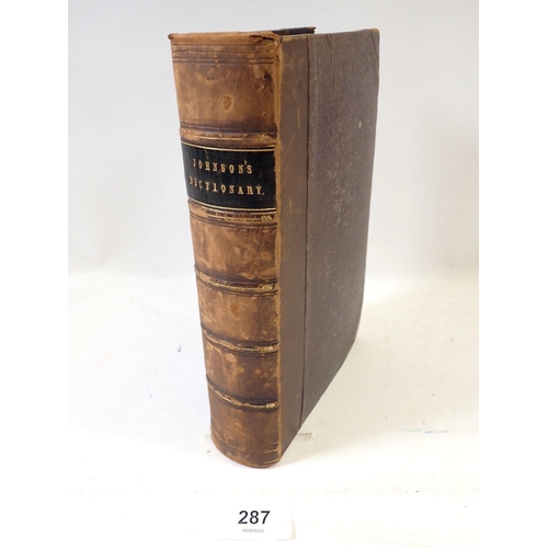 287 - A Dictionary of the English Language by Samuel Johnson 1824, half leather bound