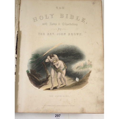 297 - The Holy Bible by Rev John Brown with colour prints and black and white engravings