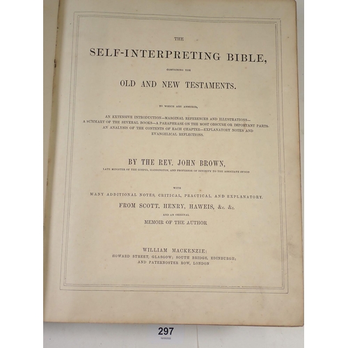 297 - The Holy Bible by Rev John Brown with colour prints and black and white engravings