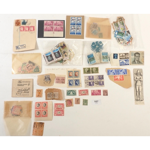 107 - Stamps - Six Kiloware of World stamps, mostly 20th century used, defins & commem. with much GB, Sout... 