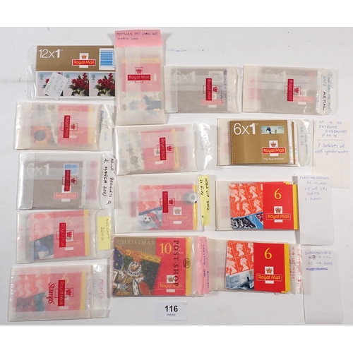 116 - GB: Plastic box of QEII booklets of standard 1st Class issues, totalling 294 stamps. Incl 3 of the s... 