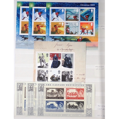 127 - GB: Two stamp stock-books of mainly QEII decimal defin & commem incl mini-sheets 1978 on and cylinde... 