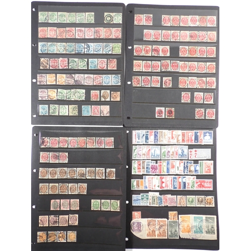 162 - Denmark: Accumulation on stock sheets/album pages in blue folder. Defin, commem, officials, air, par... 