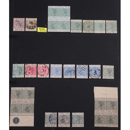 166 - Grenada: Mint & used QV-QEII 23 page collection in Hagner album. Defin, commem, postage due, fiscal ... 