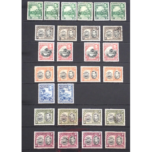 166 - Grenada: Mint & used QV-QEII 23 page collection in Hagner album. Defin, commem, postage due, fiscal ... 