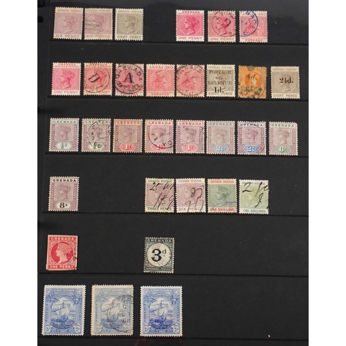 166 - Grenada: Mint & used QV-QEII 23 page collection in Hagner album. Defin, commem, postage due, fiscal ... 