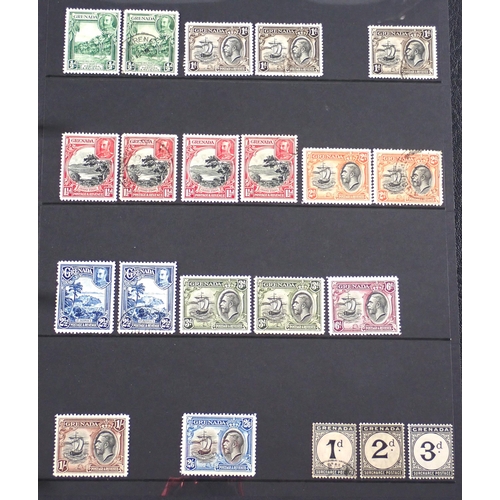 166 - Grenada: Mint & used QV-QEII 23 page collection in Hagner album. Defin, commem, postage due, fiscal ... 