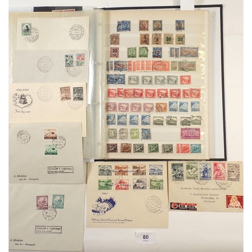 80 - Iceland: Black stock-book and some 250 covers, mostly unaddressed purposed FDC. Collection of mostly... 