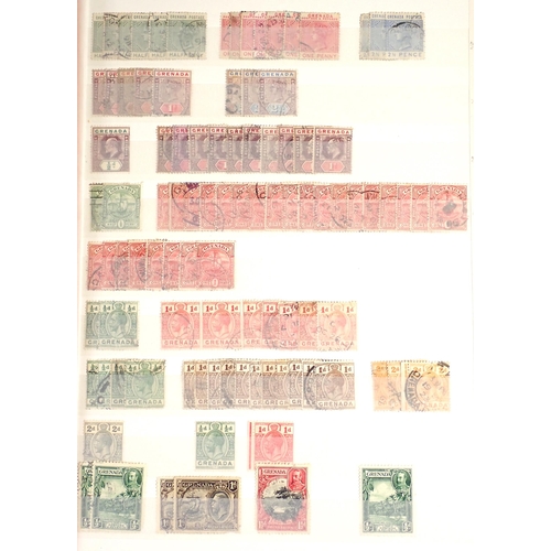 86 - Grenada/Grenadines: Boxed collection of 4 stock-books of mint/used defin & commem; KGVI/QEII, mostly... 