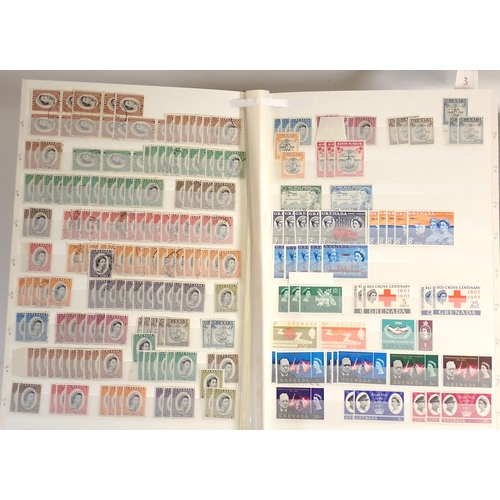 86 - Grenada/Grenadines: Boxed collection of 4 stock-books of mint/used defin & commem; KGVI/QEII, mostly... 