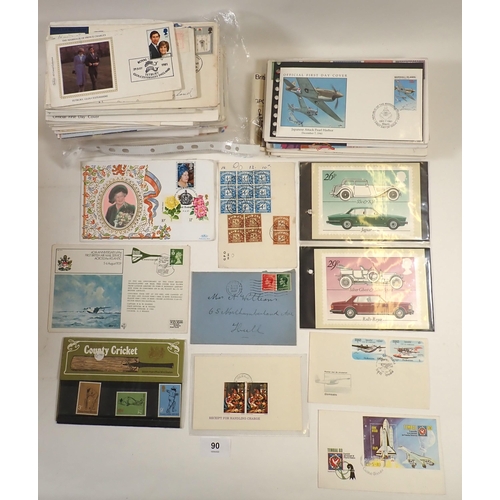 90 - GB & World: Box of c100 FDC & others plus PHQ cards, pres pack & postage due on piece up to 2/6d in ... 