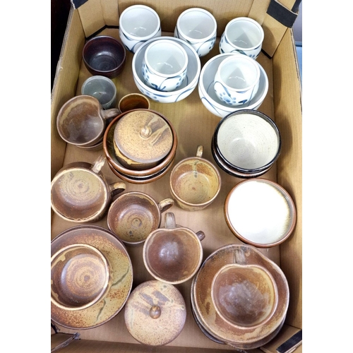 108 - A group of Sri Lankan studio pottery, including two coffee sets, bowls, etc