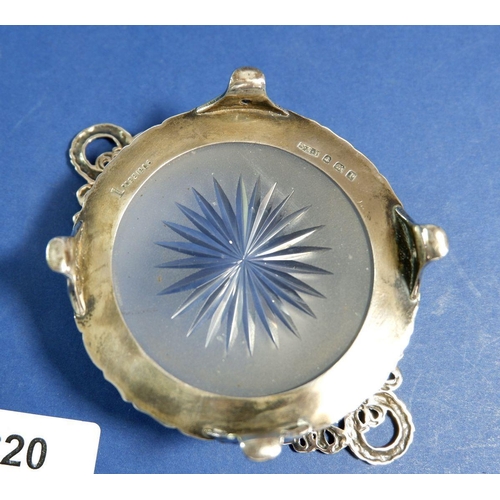 220 - A silver butter dish with glass liner, Birmingham 1914 by E S Barnsley