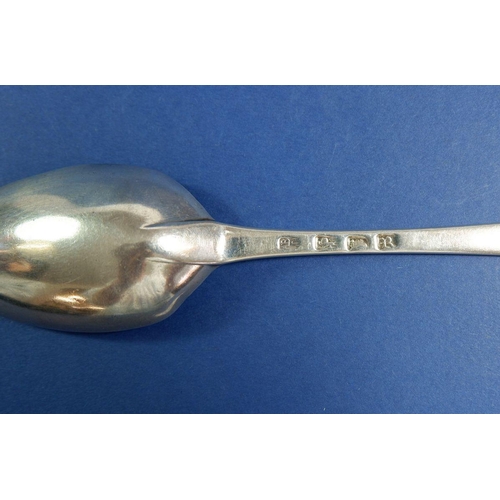 225 - A Georgian silver tablespoon, London 1778 by Abraham Barrier & Louis Ducommieu, 62g