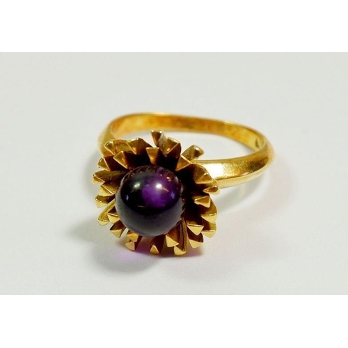 272 - An amethyst ring reputedly designed by John Donald but unmarked - size M, 7.8g