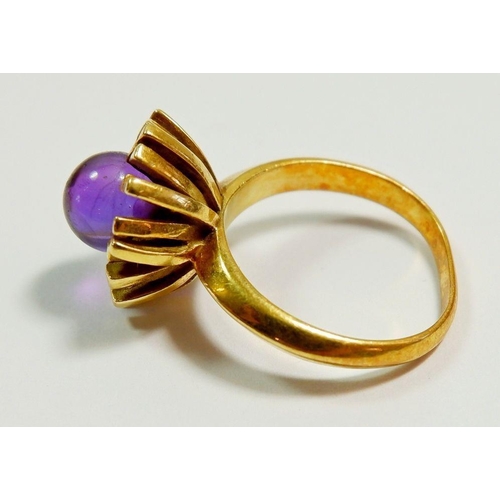 272 - An amethyst ring reputedly designed by John Donald but unmarked - size M, 7.8g