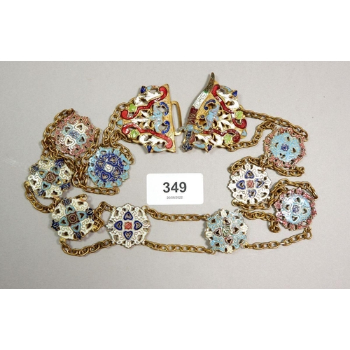 349 - A gilt metal and enamel belt