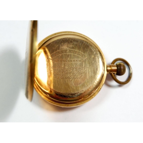 363 - An Excelsior gold plated pocket watch in card and gilt metal watch stand