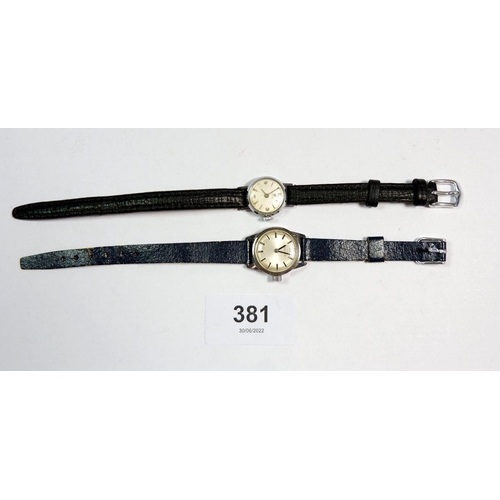 381 - A Zenith ladies vintage mechanical wrist watch and a Tissot one