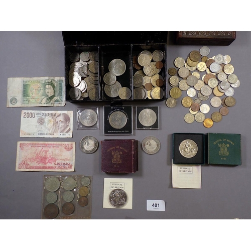 401 - A miscellaneous quantity of British pre-decimal and decimal coinage including copper/bronze, cupro-n... 