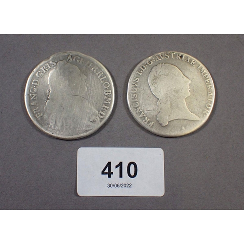 410 - A quantity of silver content coinage including: silver threepences, sixpences etc. plus Austrian tha... 