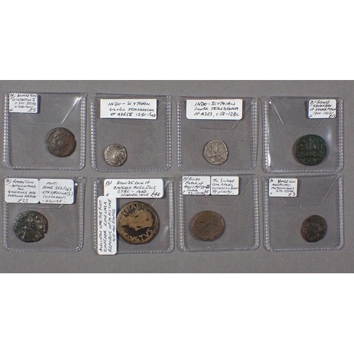 412 - A quantity of 9 ancient coins 58 BC- 1250 AD in plastic envelopes and descriptions - Condition: Fair