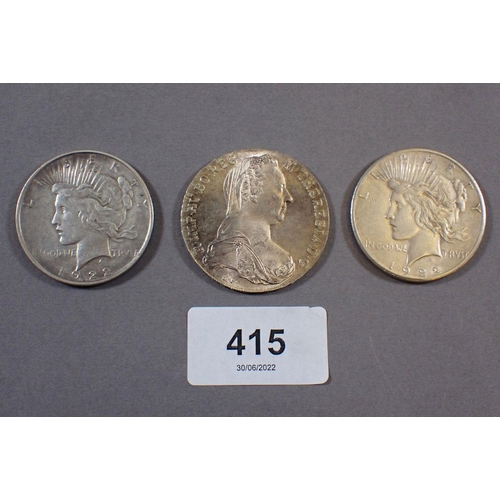 415 - A quantity of silver content coinage and a copper coin including: silver threepences, florin 1915 pe... 