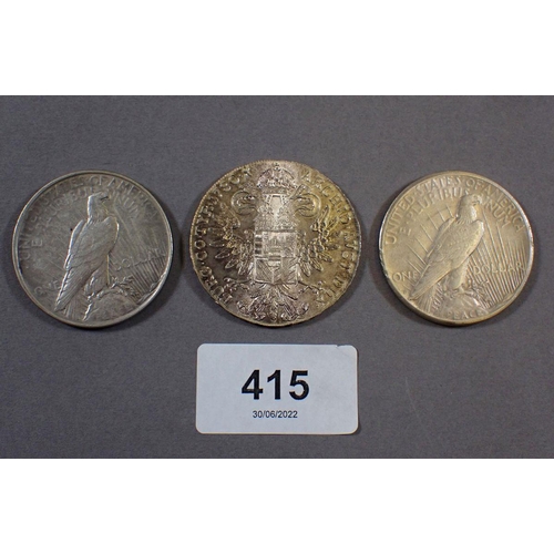 415 - A quantity of silver content coinage and a copper coin including: silver threepences, florin 1915 pe... 