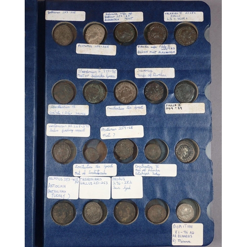 427 - An album containing mainly Roman coinage approx 70 plus with examples from: Republican 280-41BC, Imp... 