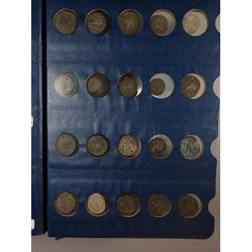 427 - An album containing mainly Roman coinage approx 70 plus with examples from: Republican 280-41BC, Imp... 