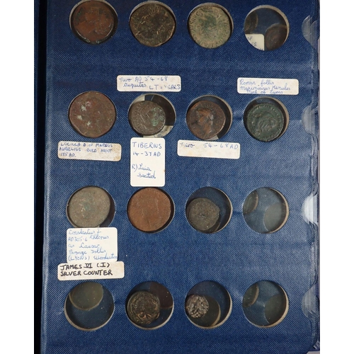 427 - An album containing mainly Roman coinage approx 70 plus with examples from: Republican 280-41BC, Imp... 