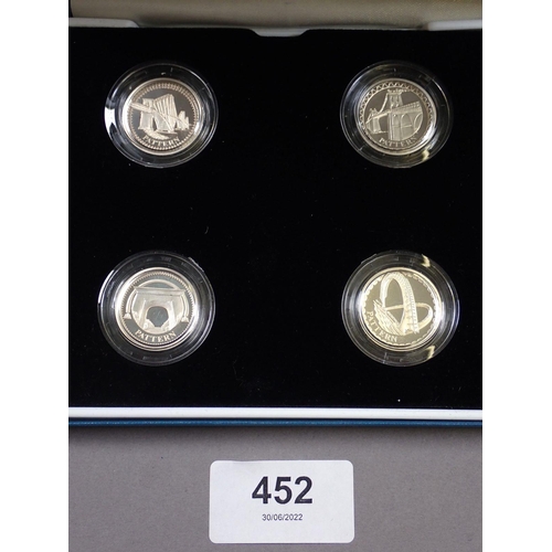 452 - Two Royal Mint issue sets of silver proof £1 coin in presentation cases with certificates (a) set 19... 