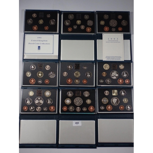 460 - A quantity of Royal Mint issues: UK proof coin collection in blue presentation cases with certificat... 