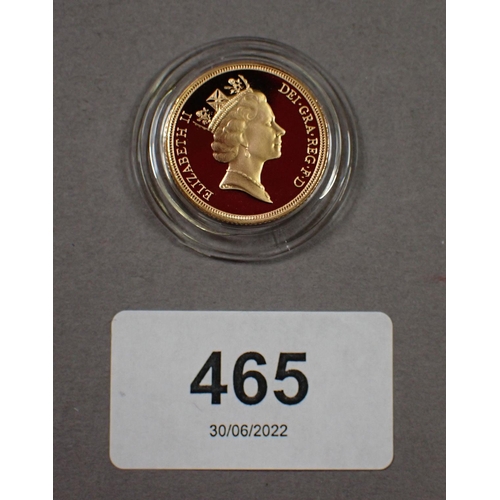 465 - A gold proof sovereign 1997 Royal Mint issue in presentation case with certificate - Condition: UNC