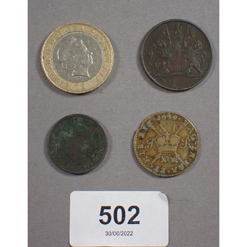 502 - A miscellaneous lot of coins including: decimal £2 400th anniversary of the gunpowder plot 2005, edg... 