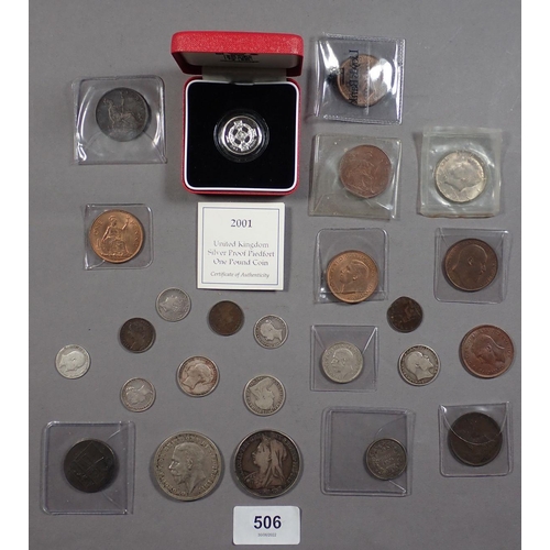 506 - Coinage miscellaneous lot of silver content and copper bronze coins including: George IV 1926 sixpen... 