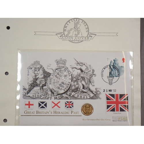 510 - A gold half sovereign from Westminster presentation First Day Cover, Great Britain's Heraldie Past -... 