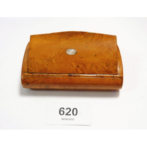 620 - A 19th century lightwood snuff box, 9cm wide