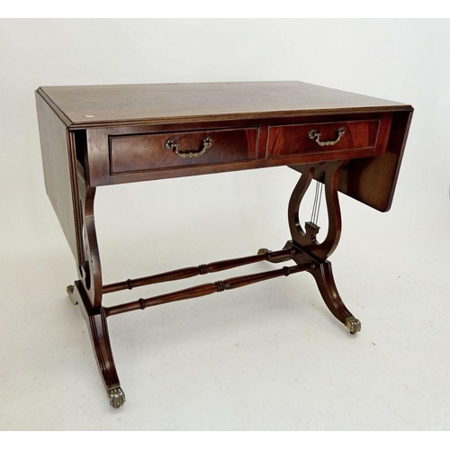 997 - A mid 20th century mahogany sofa table, 104 (centre top) x 66cm