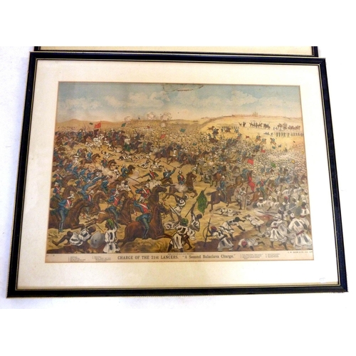 1031 - Three large engraved chromolithographs, battle scenes after Sutherland, The Battle of Omdurman, 49 x... 