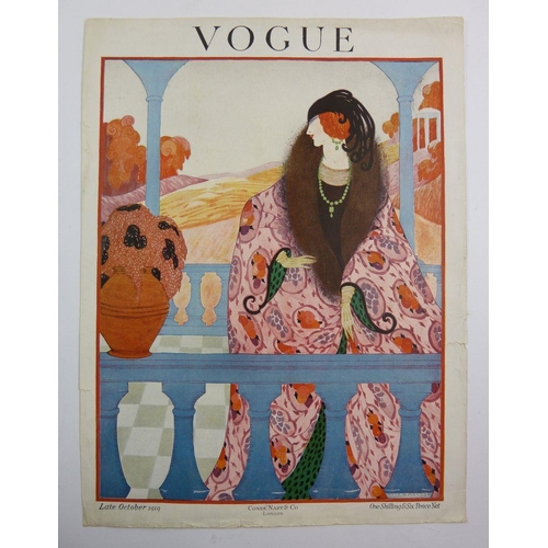 1075 - A collection of twelve Vogue magazine covers 1918-1923 plus one cut down and a cover 'Femina' 'Mode ... 