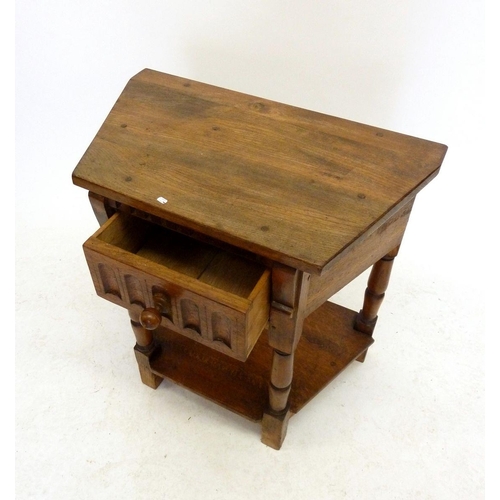 1082 - A Jacobean style small side table with frieze drawer and turned supports, 65cm wide x 66cm high