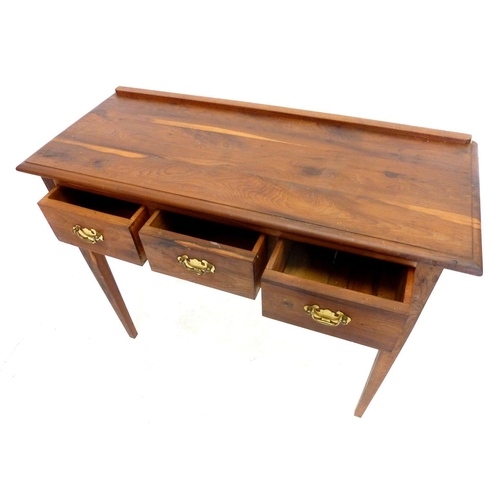 1083 - A cherry wood side table with three frieze drawers, 89cm wide