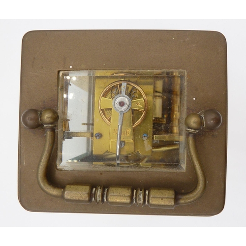 1099 - A brass carriage clock with key, 11.5cm