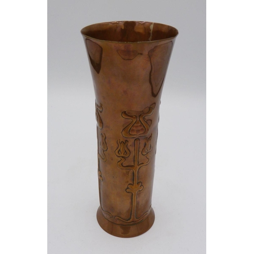 1108 - A Keswick School of Industrial Design Arts & Crafts copper vase, 15 cm, marked KSID