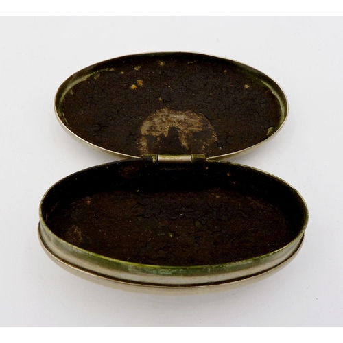 1113 - An oval pocket snuff box engraved The Plough Inn, Newent, 1909, William Fletcher