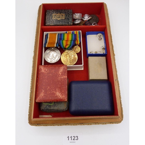 1123 - A WWI Dagroon Guards medal pair with miniatures to TPR HHJ Good 2-L GDS 3321 and a WWII defense meda... 