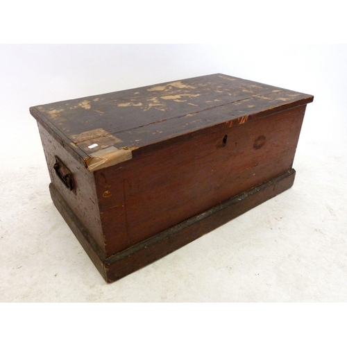 1188 - A Victorian small stained pine trunk 69 x 39 x 21cm