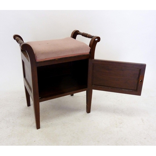 1190 - An Edwardian piano stool with cupboard to box base