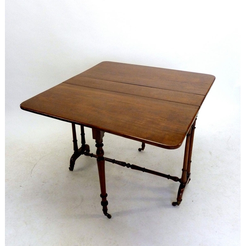 1195 - A Victorian mahogany Sutherland table with turned supports - 100 x 92cm extended